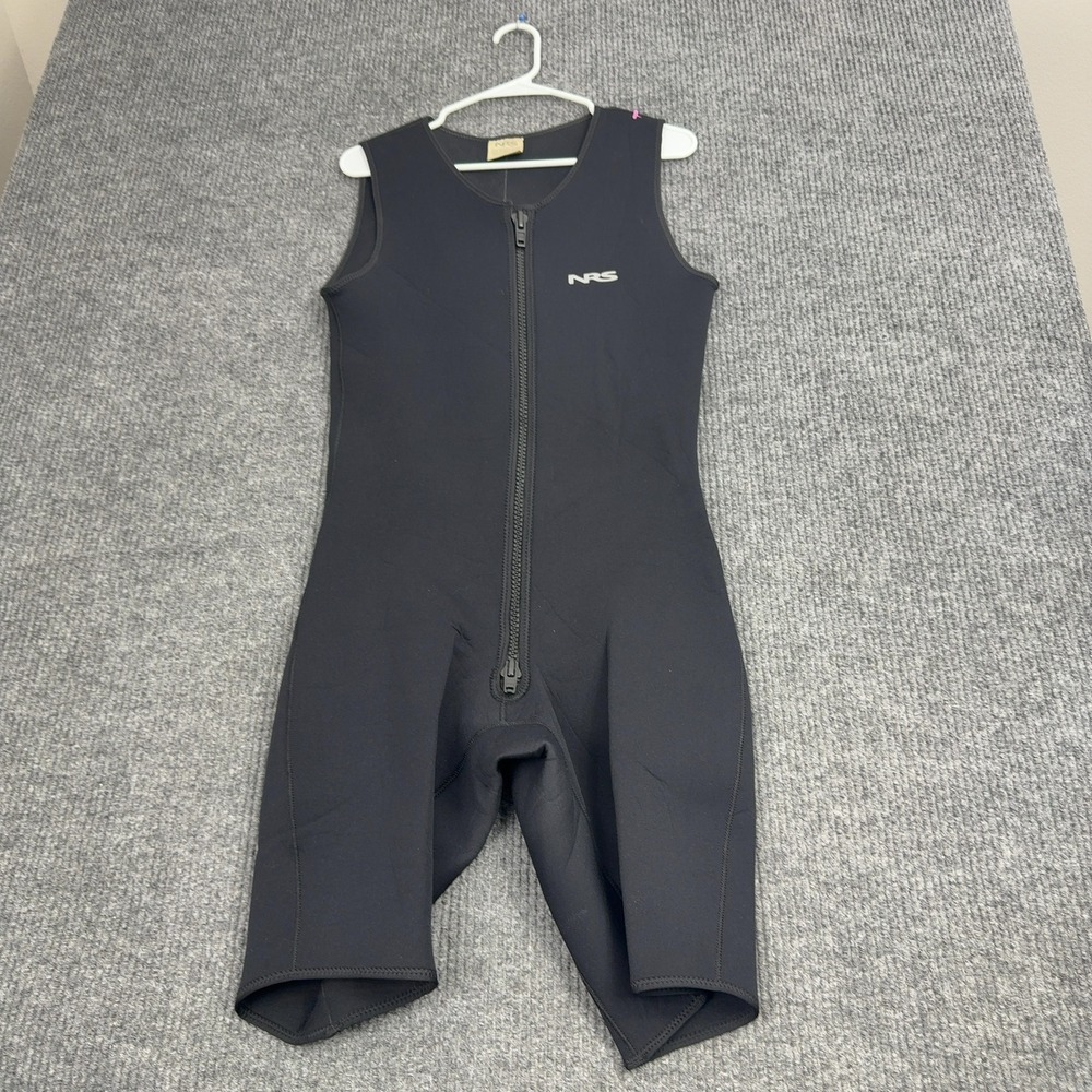 NRS Wetsuit Men XL Black Neoprene Titanium Front Zip Sleeveless Shorty Sport